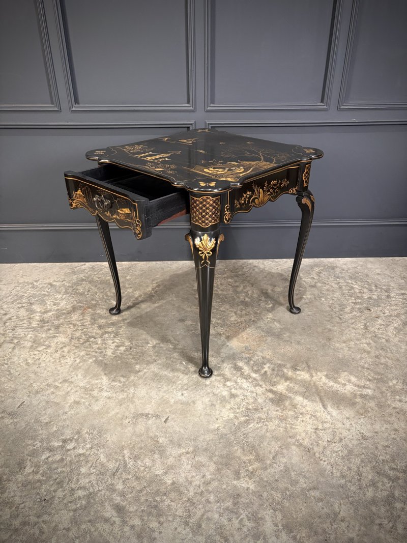 Black Lacquered Chinoiserie Occasional Table - Image 11