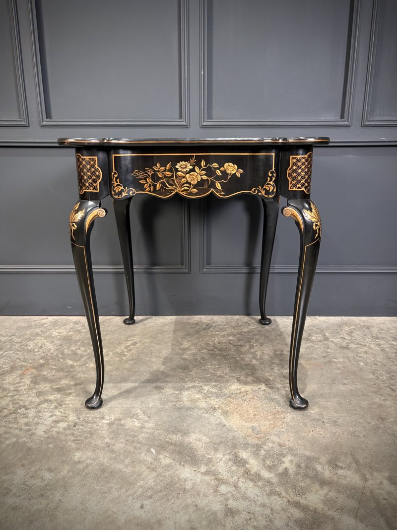 Black Lacquered Chinoiserie Occasional Table - Image 6