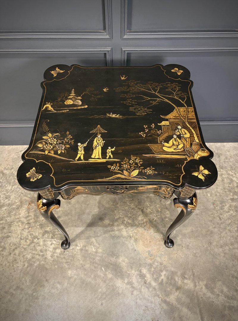 Black Lacquered Chinoiserie Occasional Table - Image 12