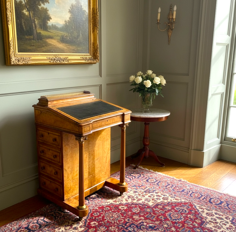 Victorian Inlaid Burr Walnut Davenport - Image 2
