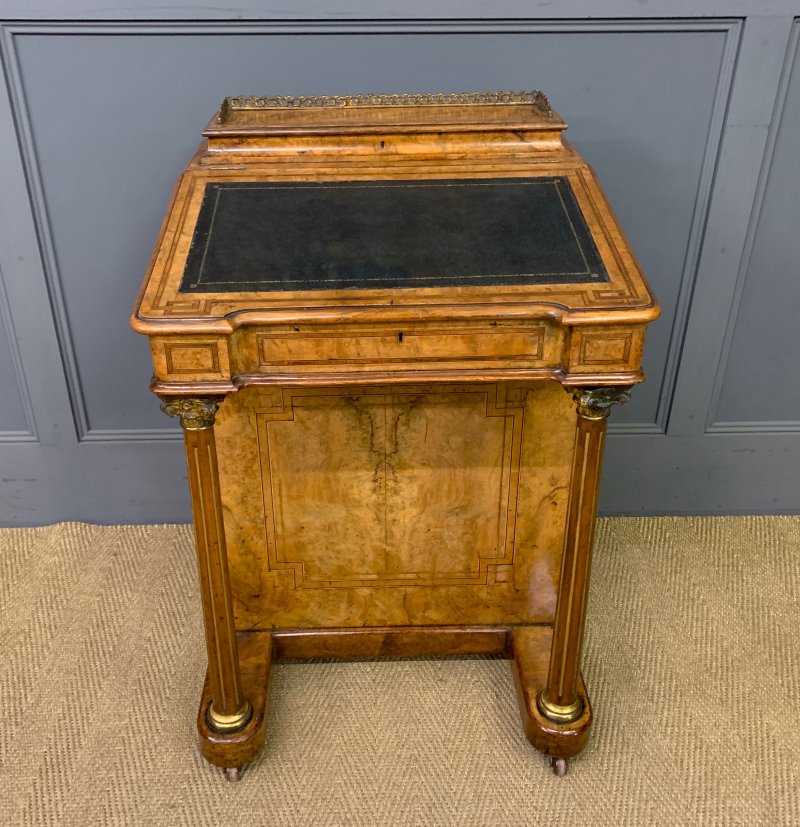Victorian Inlaid Burr Walnut Davenport - Image 5