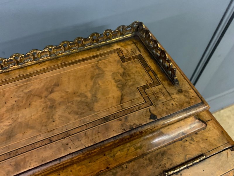 Victorian Inlaid Burr Walnut Davenport - Image 16