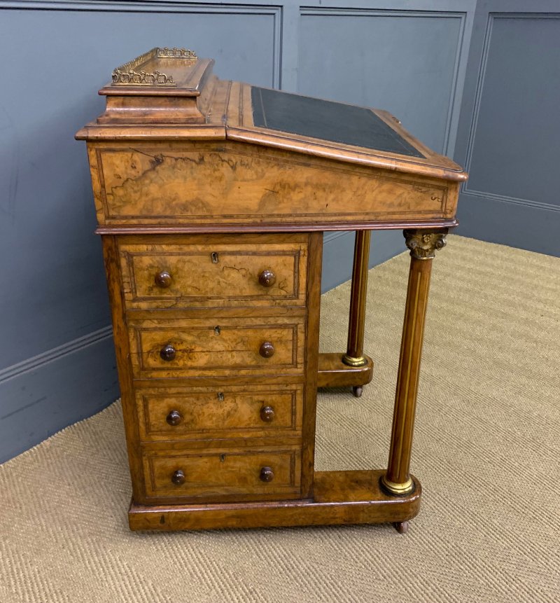 Victorian Inlaid Burr Walnut Davenport - Image 10