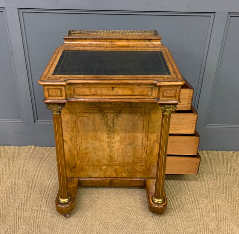 Victorian Inlaid Burr Walnut Davenport - Image 4