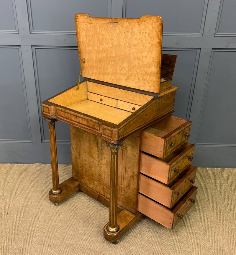 Victorian Inlaid Burr Walnut Davenport - Image 6