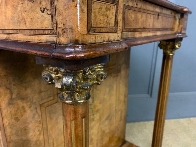 Victorian Inlaid Burr Walnut Davenport - Image 14