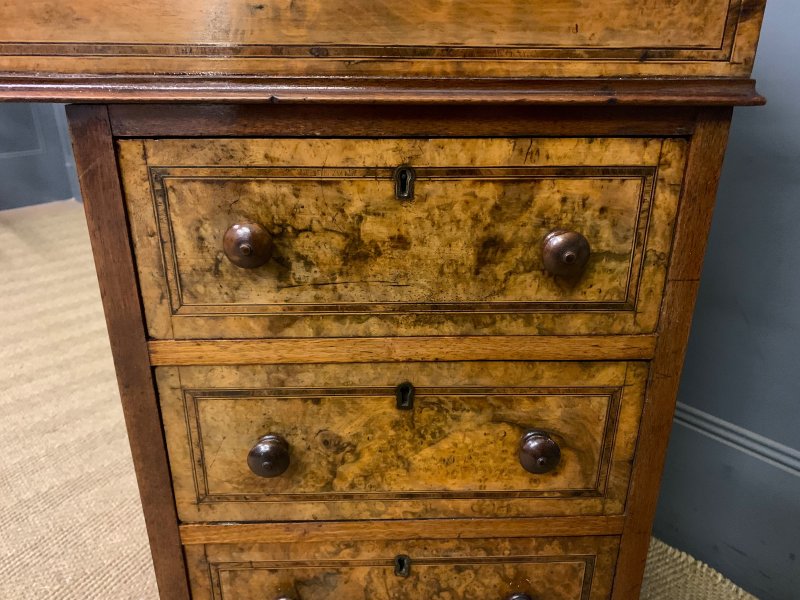 Victorian Inlaid Burr Walnut Davenport - Image 17