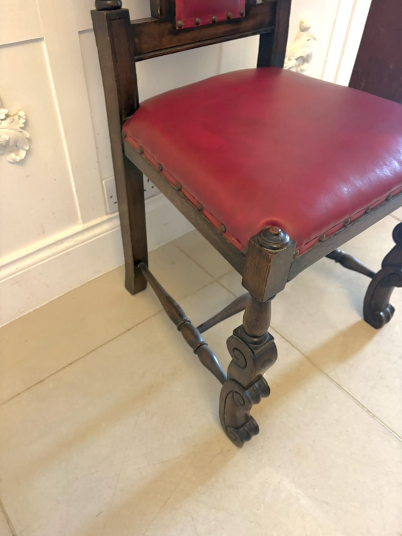 Antique Victorian Set of Six Carved Oak Barley Twist Dining Chairs - Image 15