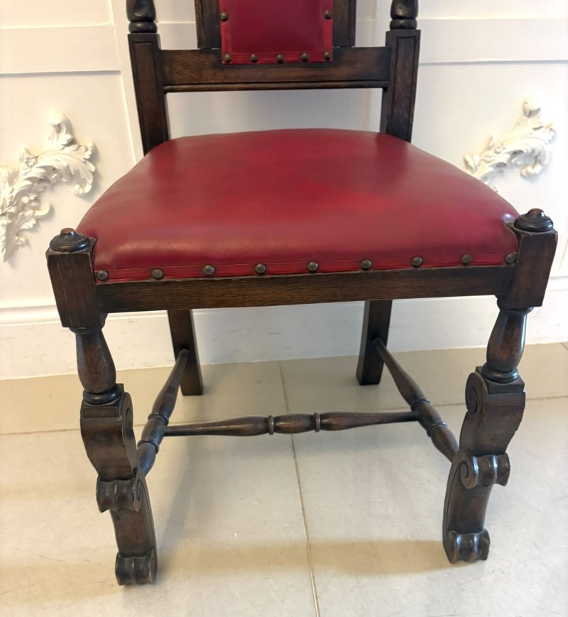 Antique Victorian Set of Six Carved Oak Barley Twist Dining Chairs - Image 14