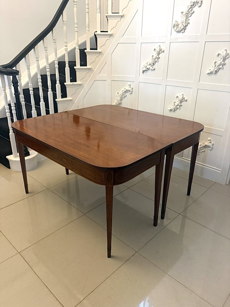 Antique Georgian Pair of Mahogany Inlaid Console Tables - Image 6