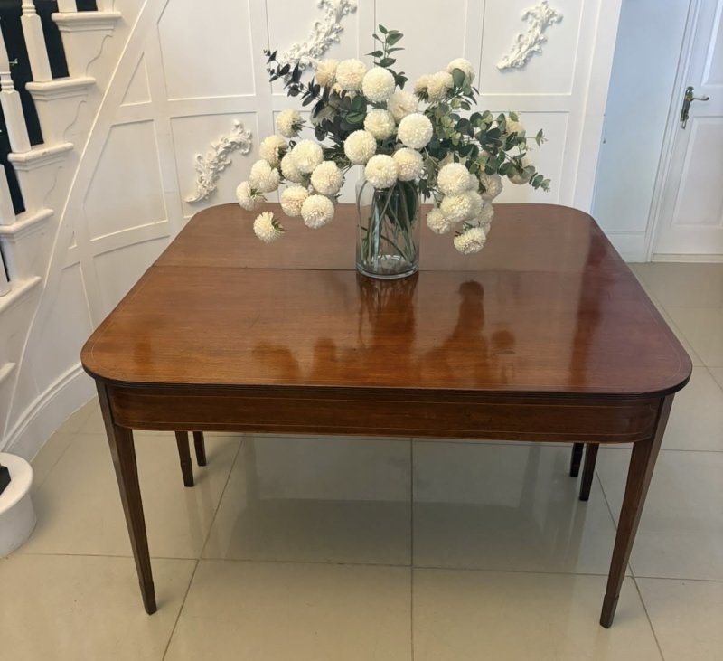 Antique Georgian Pair of Mahogany Inlaid Console Tables - Image 9