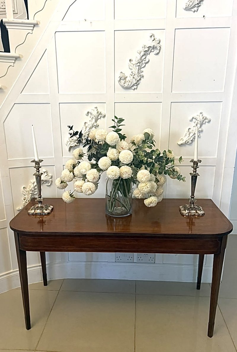 Antique Georgian Pair of Mahogany Inlaid Console Tables - Image 11