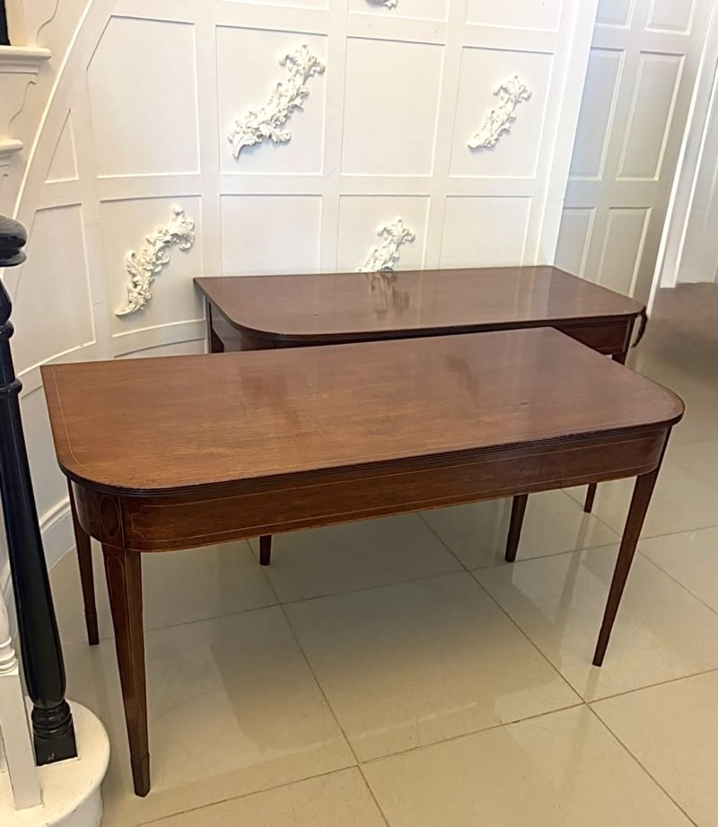 Antique Georgian Pair of Mahogany Inlaid Console Tables - Image 4