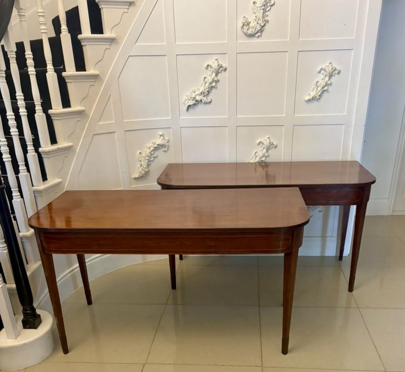 Antique Georgian Pair of Mahogany Inlaid Console Tables - Image 5