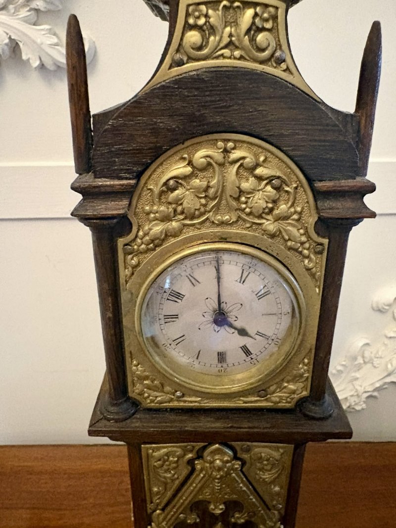 Antique Victorian Miniature Grandfather Longcase Table Clock - Image 5
