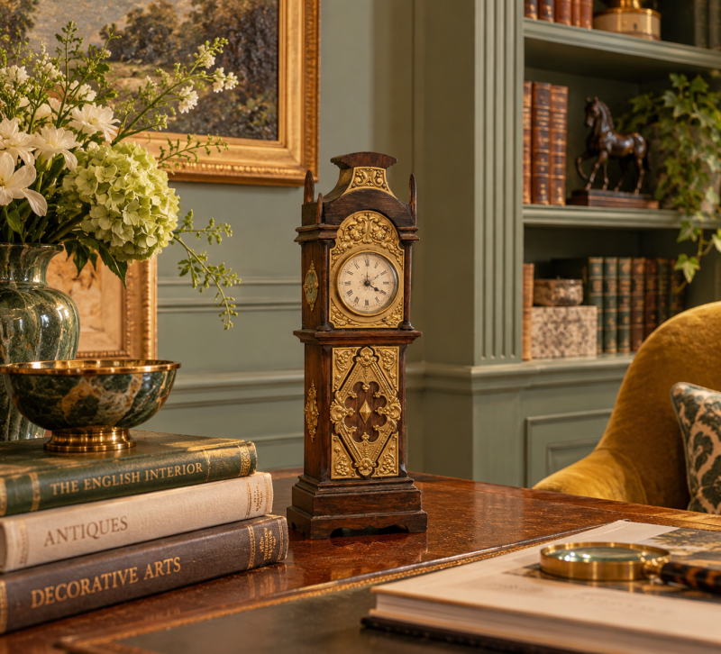 Antique Victorian Miniature Grandfather Longcase Table Clock - Image 2