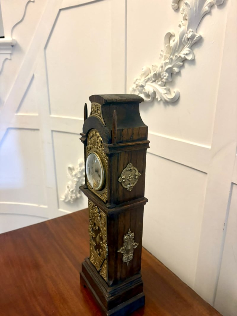 Antique Victorian Miniature Grandfather Longcase Table Clock - Image 6