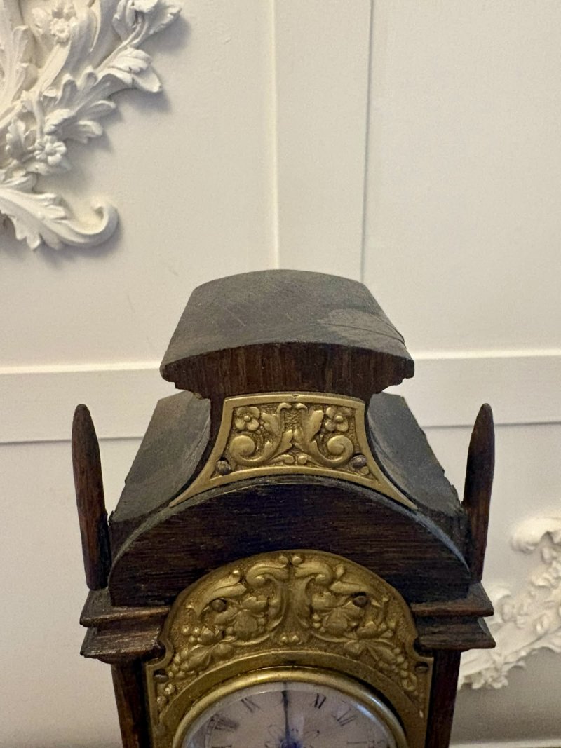Antique Victorian Miniature Grandfather Longcase Table Clock - Image 7