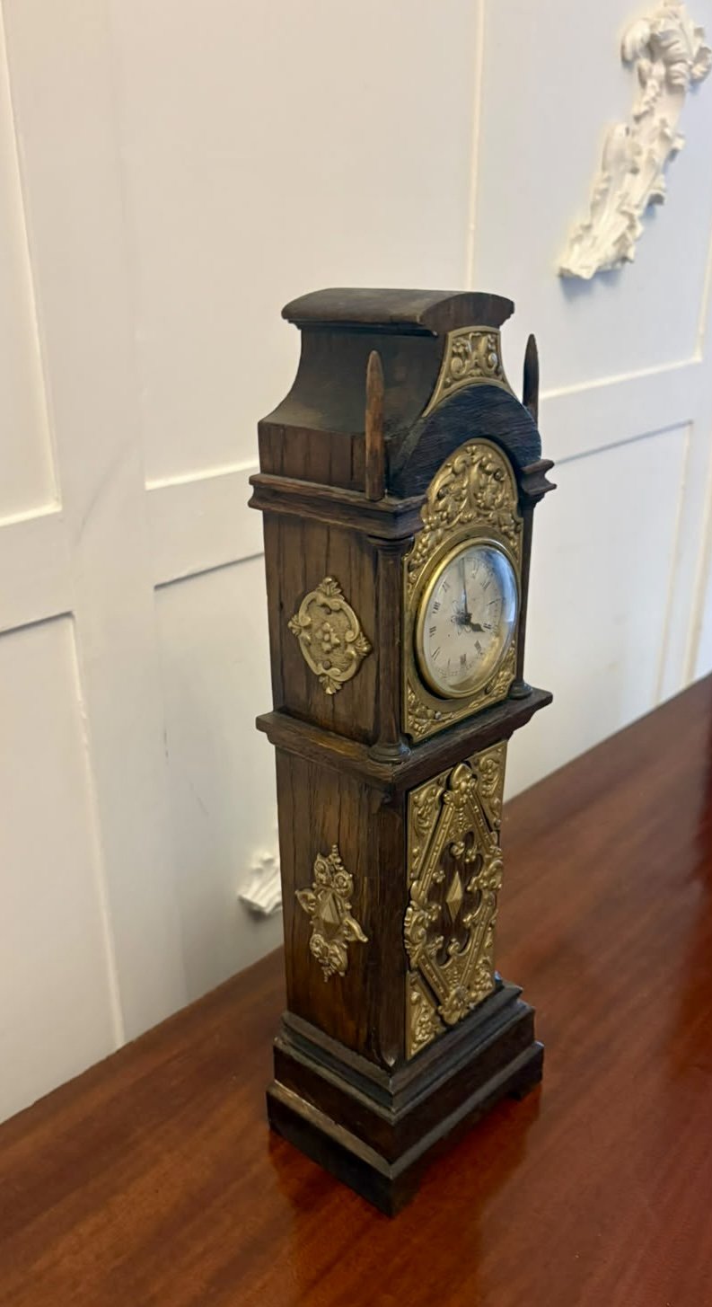 Antique Victorian Miniature Grandfather Longcase Table Clock - Image 9