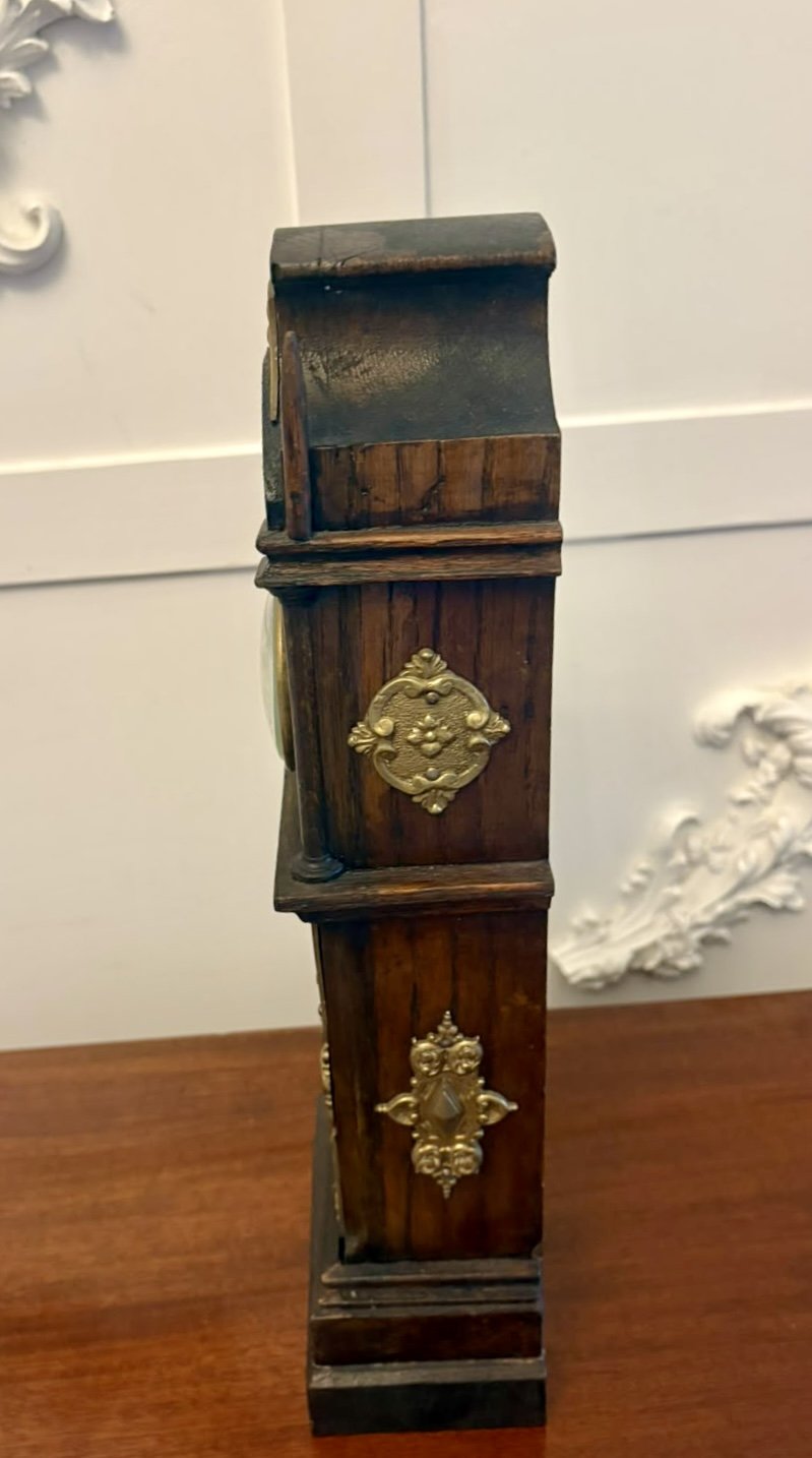 Antique Victorian Miniature Grandfather Longcase Table Clock - Image 12