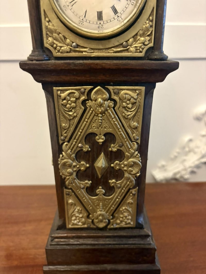 Antique Victorian Miniature Grandfather Longcase Table Clock - Image 11