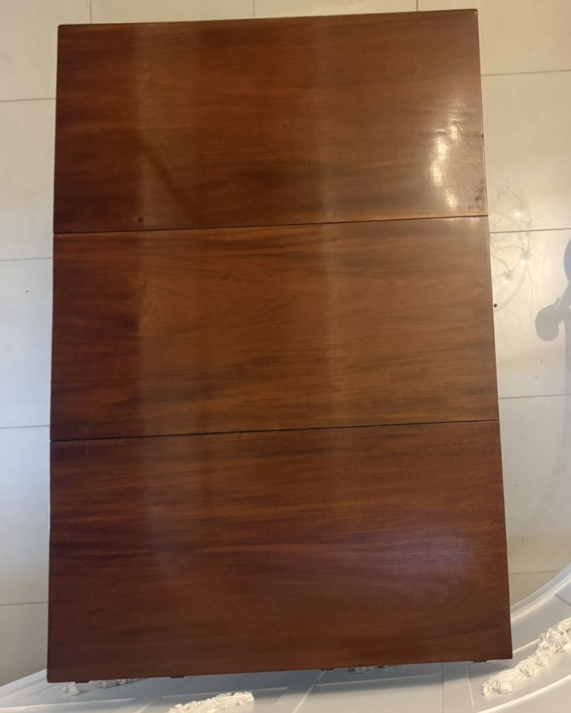 Antique Georgian Mahogany Six Leg Drop Leaf Dining Table - Image 5