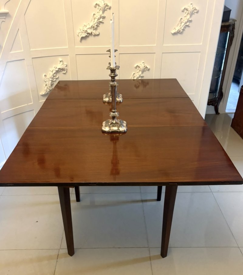 Antique Georgian Mahogany Six Leg Drop Leaf Dining Table - Image 7