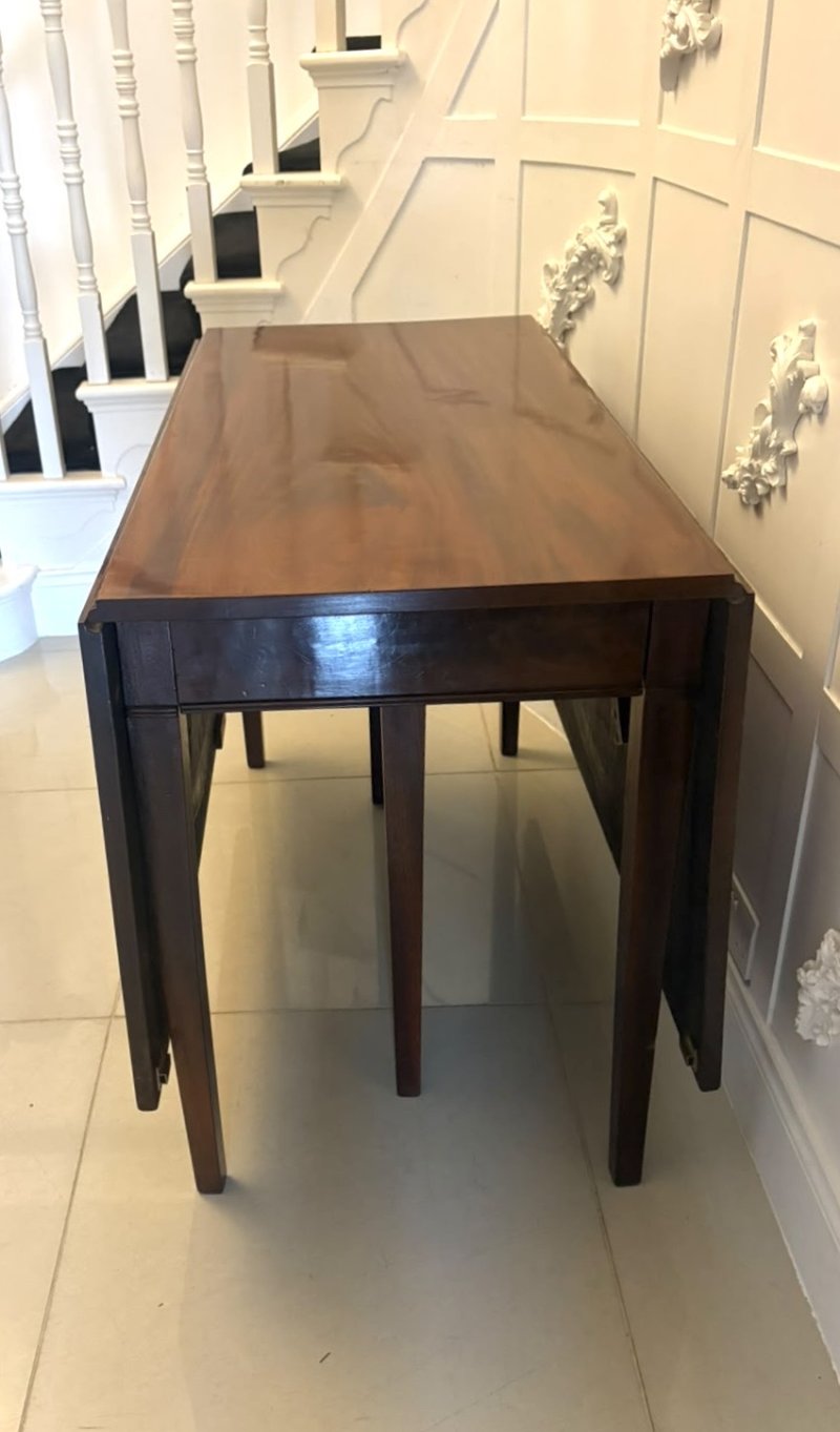 Antique Georgian Mahogany Six Leg Drop Leaf Dining Table - Image 13