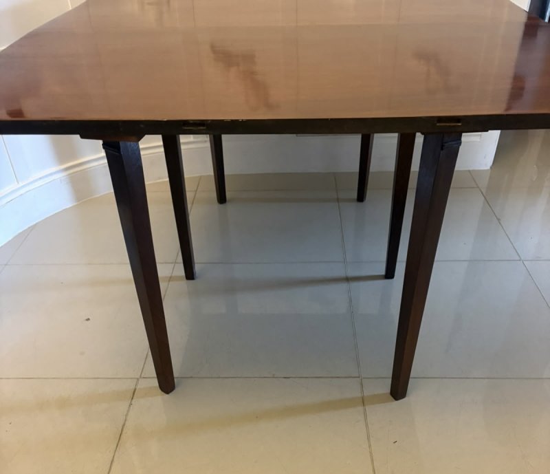 Antique Georgian Mahogany Six Leg Drop Leaf Dining Table - Image 12