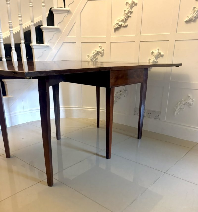 Antique Georgian Mahogany Six Leg Drop Leaf Dining Table - Image 14