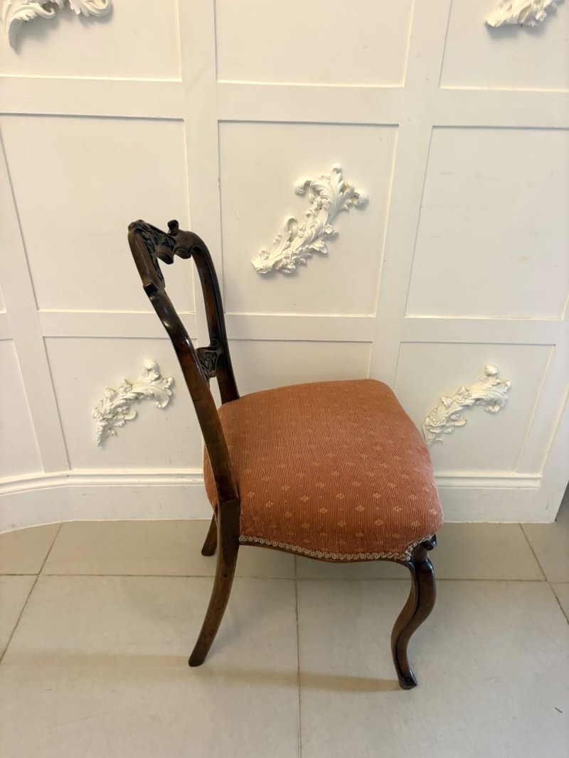 Antique Victorian Pair of Carved Walnut Side Chairs - Image 6