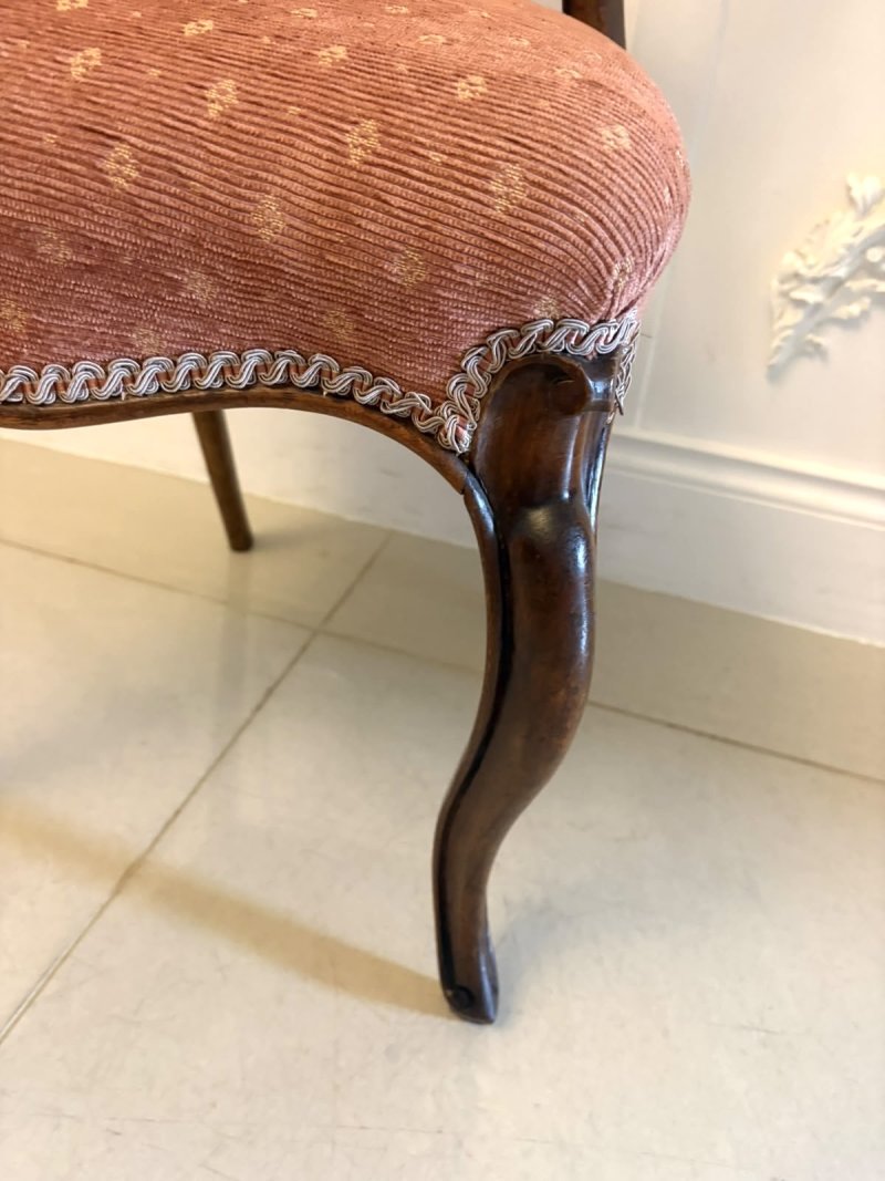 Antique Victorian Pair of Carved Walnut Side Chairs - Image 12