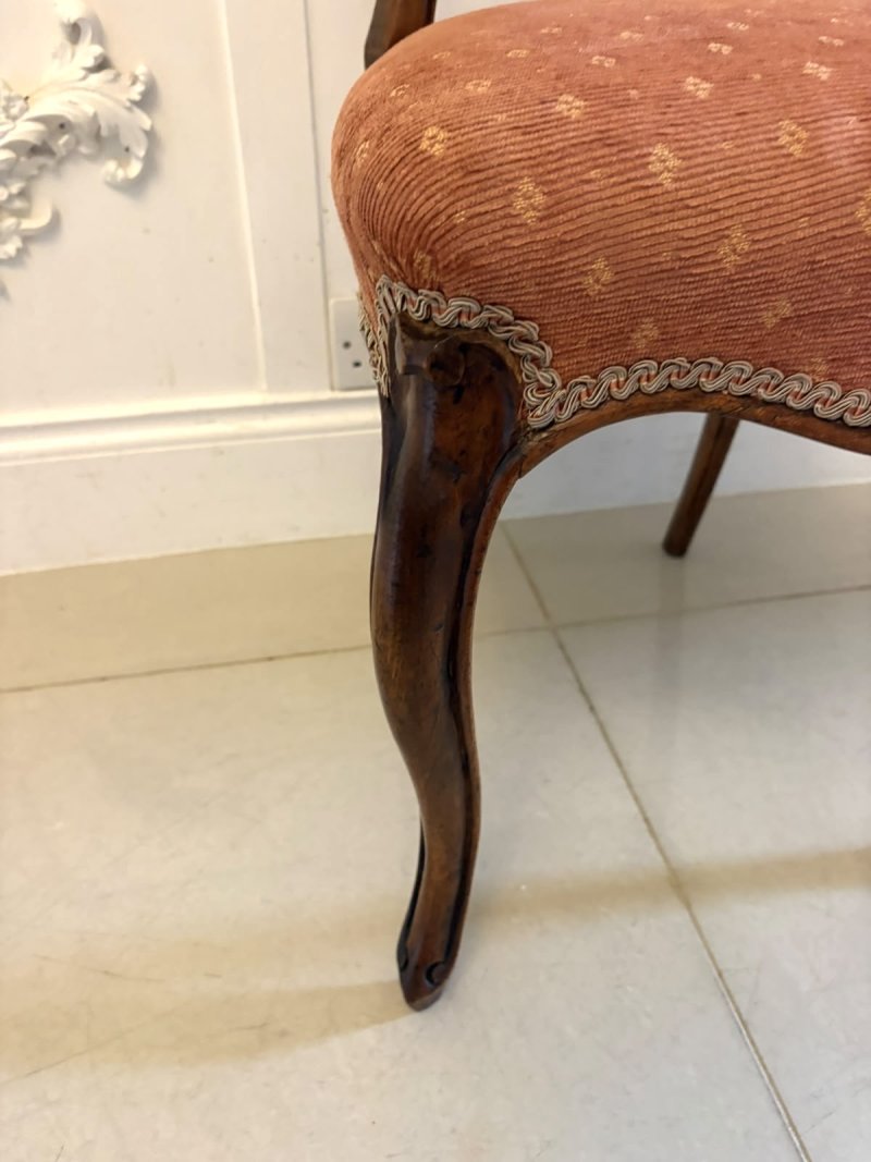 Antique Victorian Pair of Carved Walnut Side Chairs - Image 11