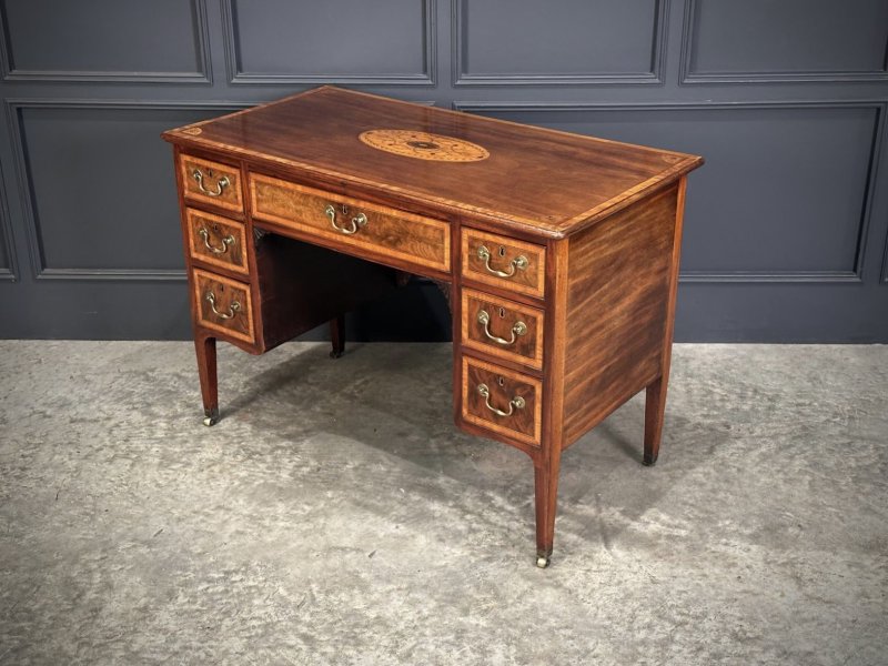 18th Century Marquetry Inlaid Mahogany Writing Desk - Image 3