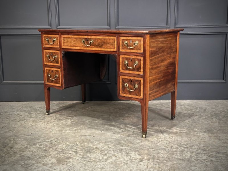 18th Century Marquetry Inlaid Mahogany Writing Desk - Image 2