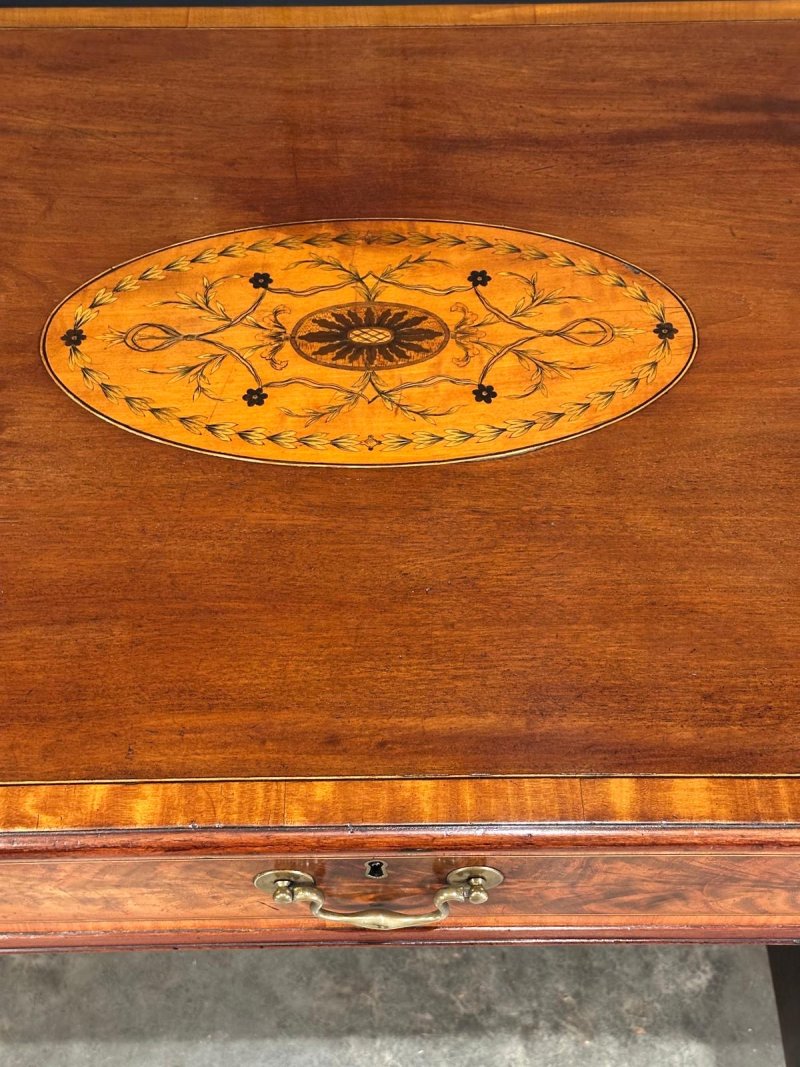 18th Century Marquetry Inlaid Mahogany Writing Desk - Image 5