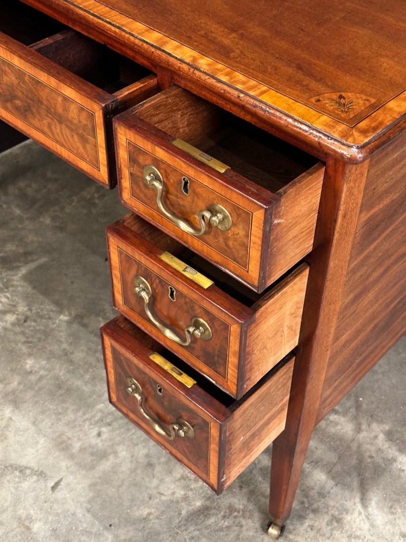 18th Century Marquetry Inlaid Mahogany Writing Desk - Image 10