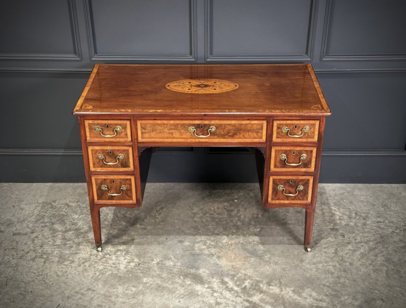 18th Century Marquetry Inlaid Mahogany Writing Desk - Image 13