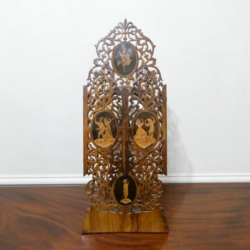 Italian Fretted Walnut Dressing Table Mirror - Image 3