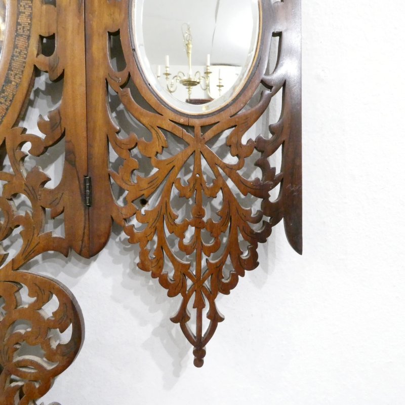 Italian Fretted Walnut Dressing Table Mirror - Image 4