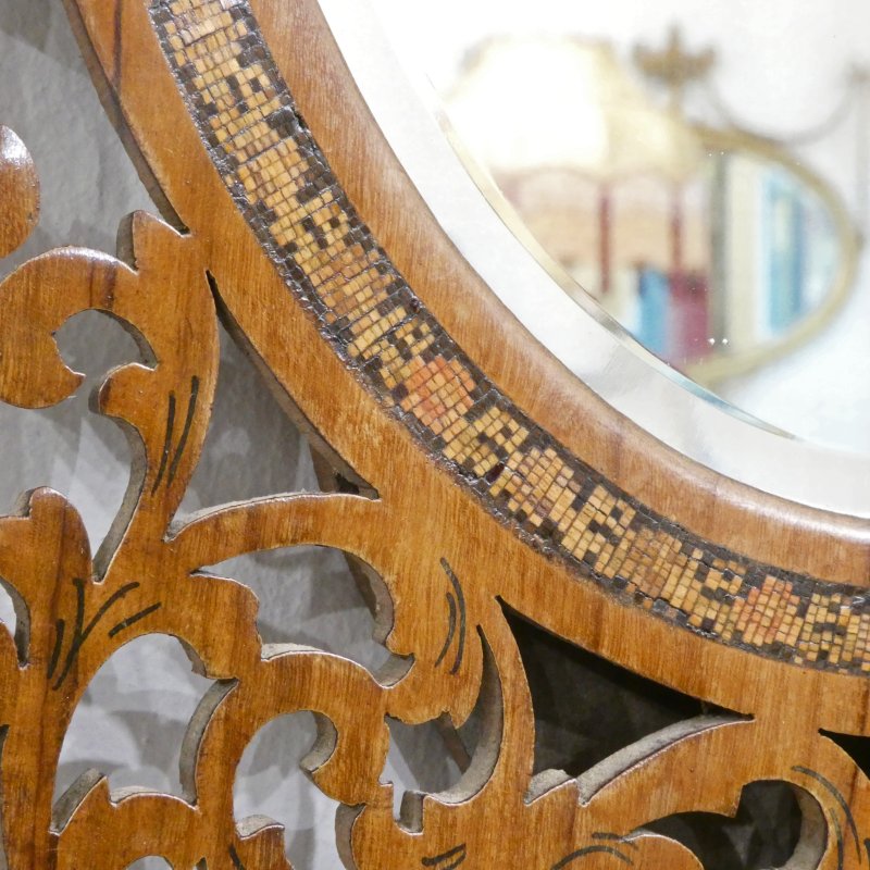 Italian Fretted Walnut Dressing Table Mirror - Image 7