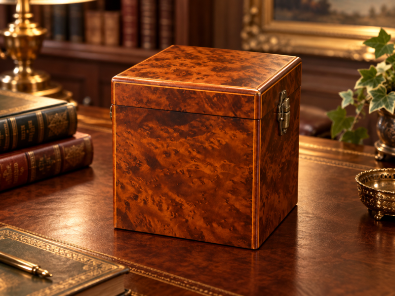 Antique Victorian Amboyna Wood Travelling Tea Caddy - Image 3