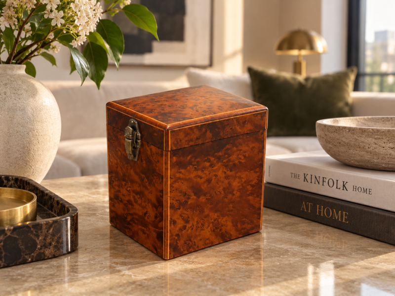 Antique Victorian Amboyna Wood Travelling Tea Caddy - Image 2
