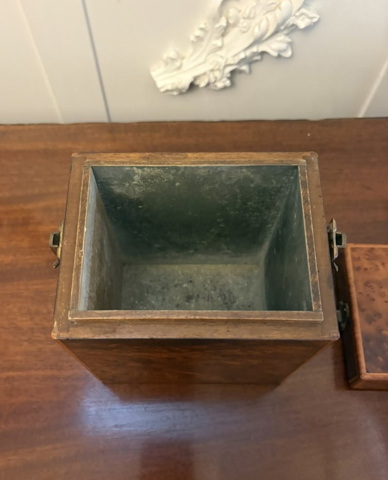 Antique Victorian Amboyna Wood Travelling Tea Caddy - Image 9