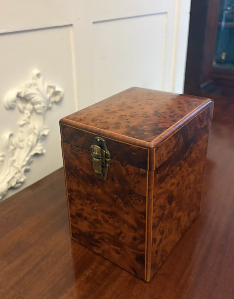 Antique Victorian Amboyna Wood Travelling Tea Caddy - Image 4