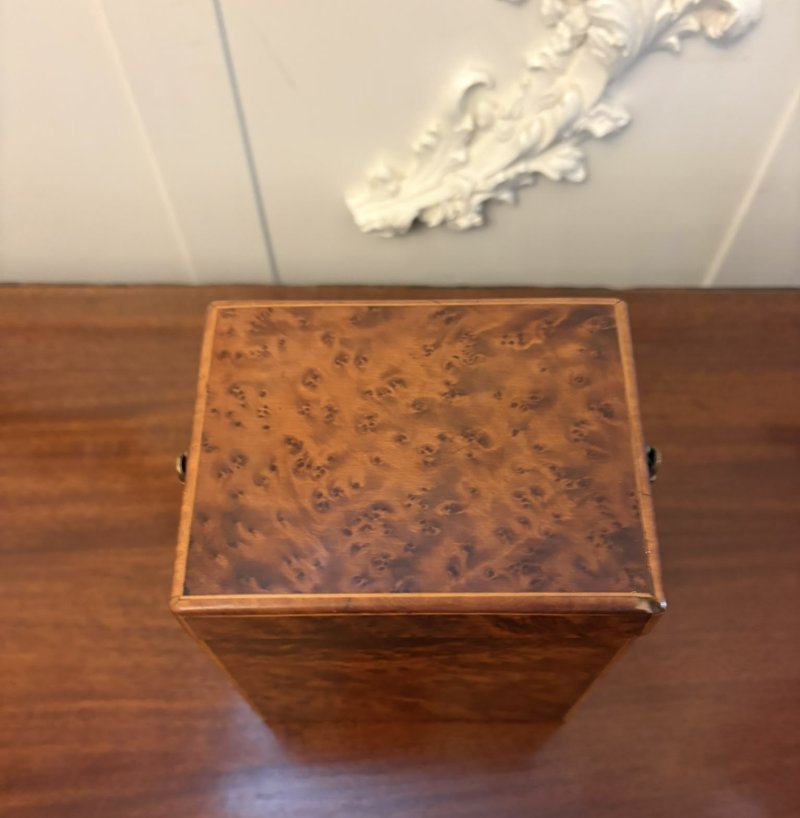 Antique Victorian Amboyna Wood Travelling Tea Caddy - Image 6