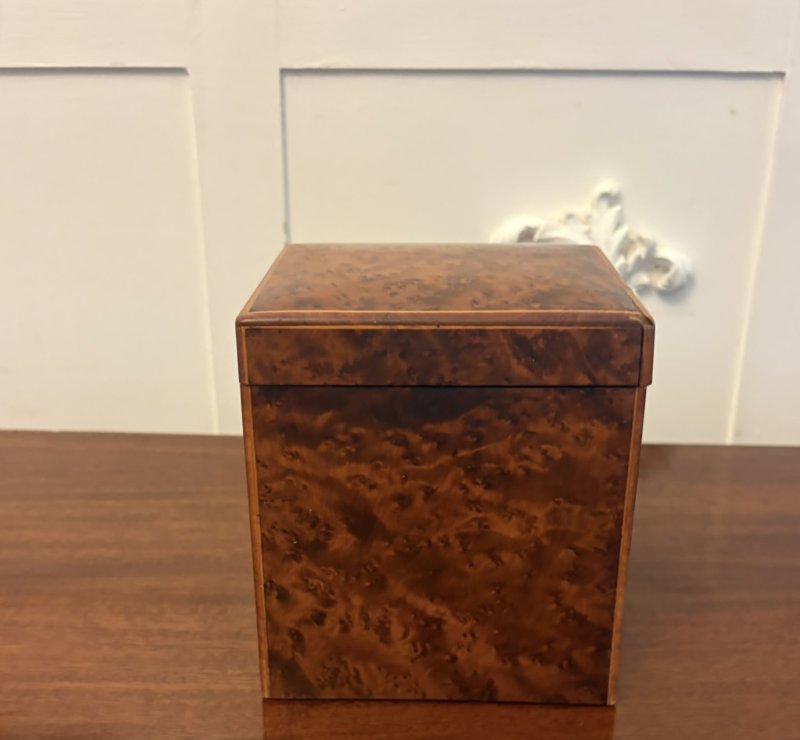 Antique Victorian Amboyna Wood Travelling Tea Caddy - Image 5