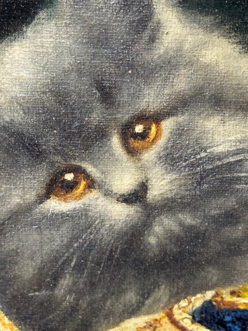 Decorative Persian Cat and Kittens Oil Painting Agnes Augusta Talboys - Image 11