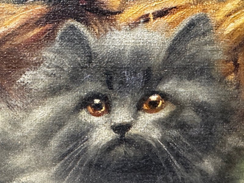 Decorative Persian Cat and Kittens Oil Painting Agnes Augusta Talboys - Image 16