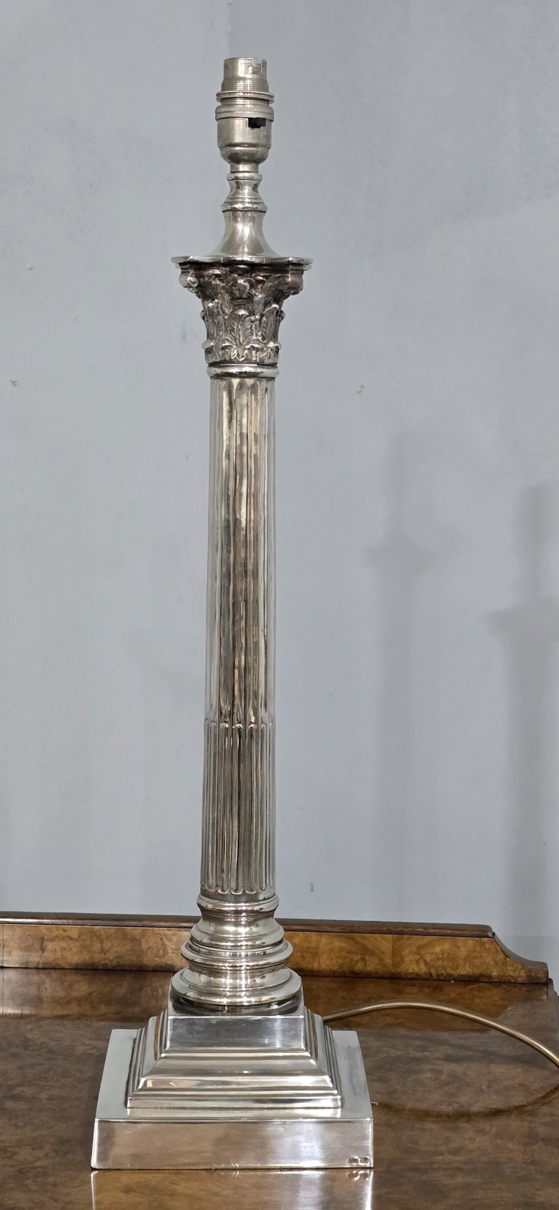 Top Quality Pair Silver Plated Table Lamps - Image 5